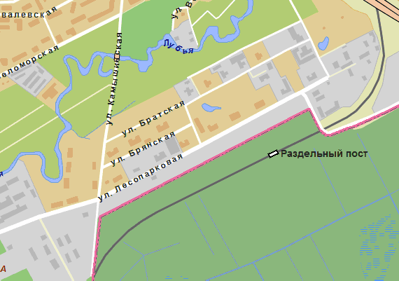 Bryanskaya street on TopPlan